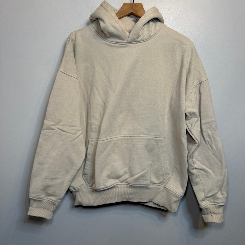 Hours Collection Mens Sand Beige Heavyweight 100% Cotton Oversized Hoodie Medium